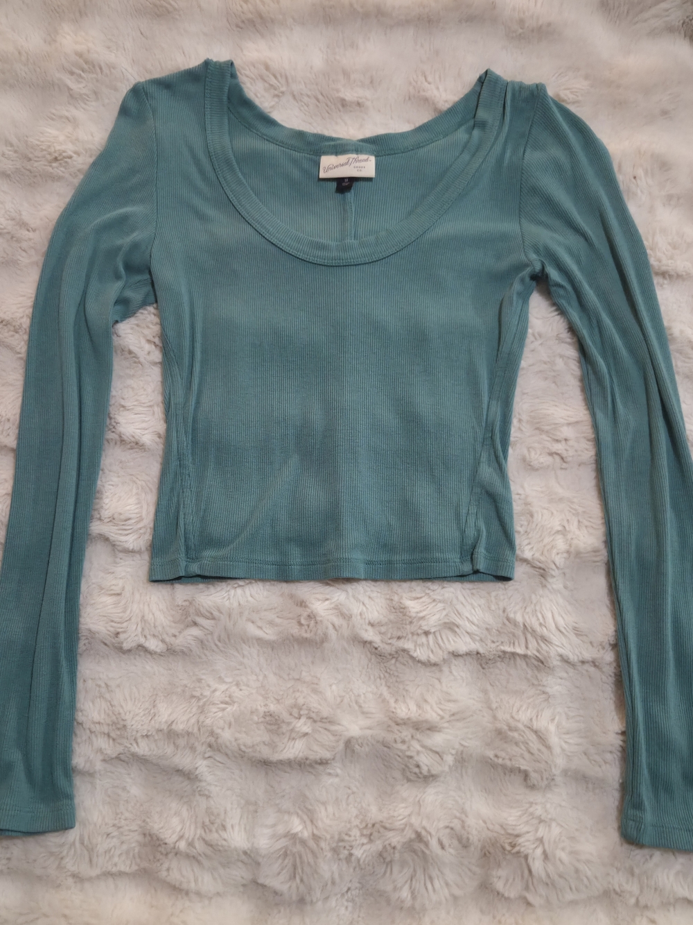 Universal Thread Teal Ribbed Long Sleeve Top